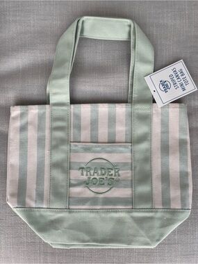 Trader Joe’s light Green Striped Canvas Tote Bag